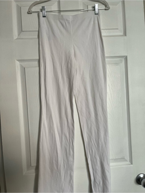 Florence By Mills Pants - High-Rise White Ribbed Wide-Leg Pants